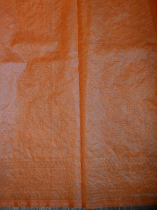 Banarasee Handwoven Organza Silk Multicolour Resham Floral Embroidery Saree-Orange