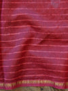 Handloom Chanderi Bagru Block Printed Saree-Red