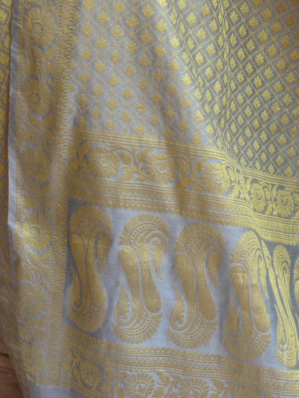 Banarasee Cotton Silk Zari Woven Salwar Kameez Dupatta Set-Grey