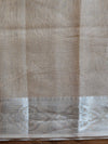Banarasee Handloom Linen Mix Silver Zari Border Saree-Light Brown