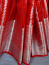 Banarasee Organza Mix Saree With Silver Zari-Red