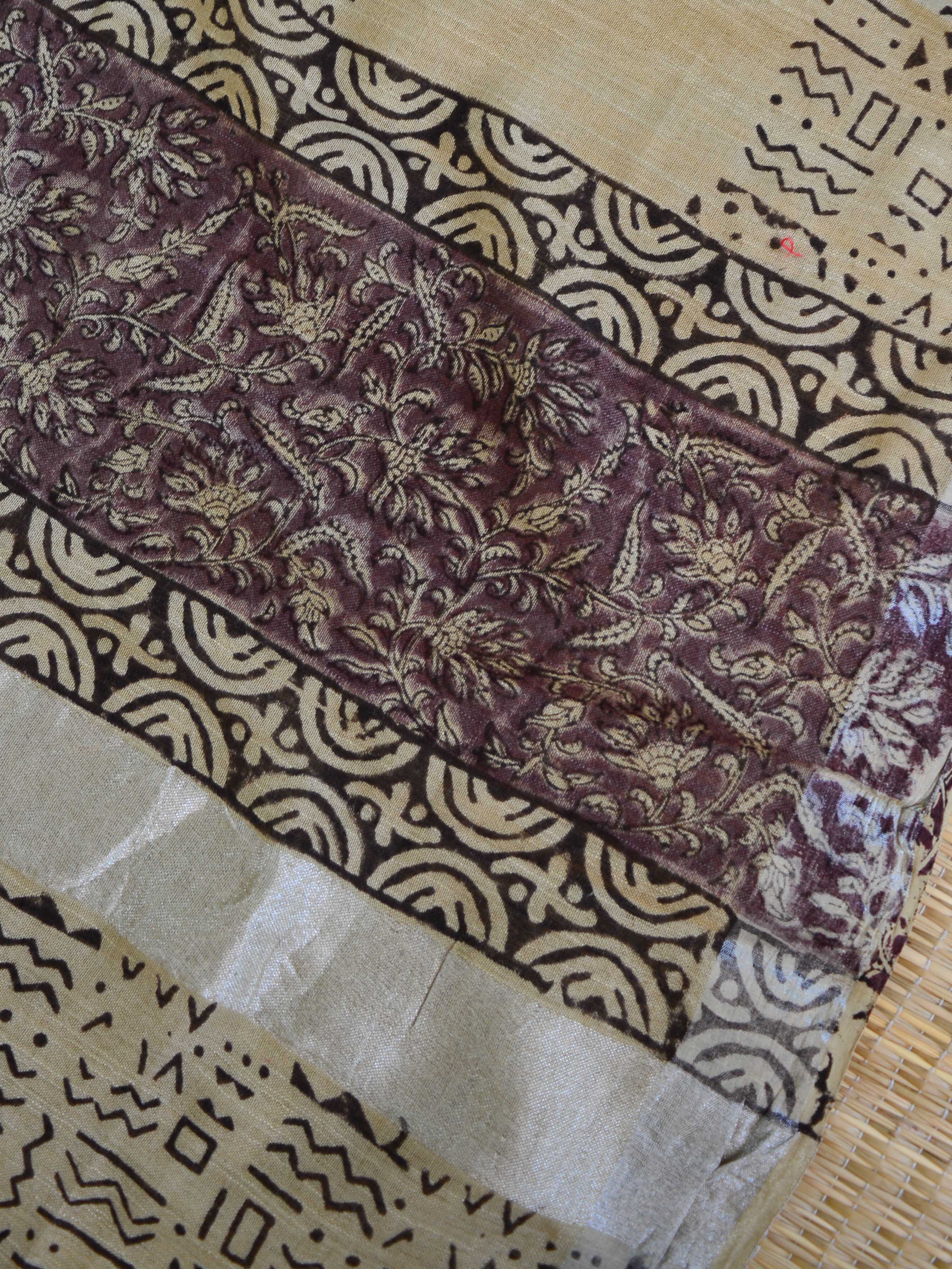 Handloom Linen Cotton Hand-Block Print Suit Set-Brown