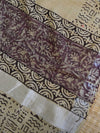 Handloom Linen Cotton Hand-Block Print Suit Set-Brown