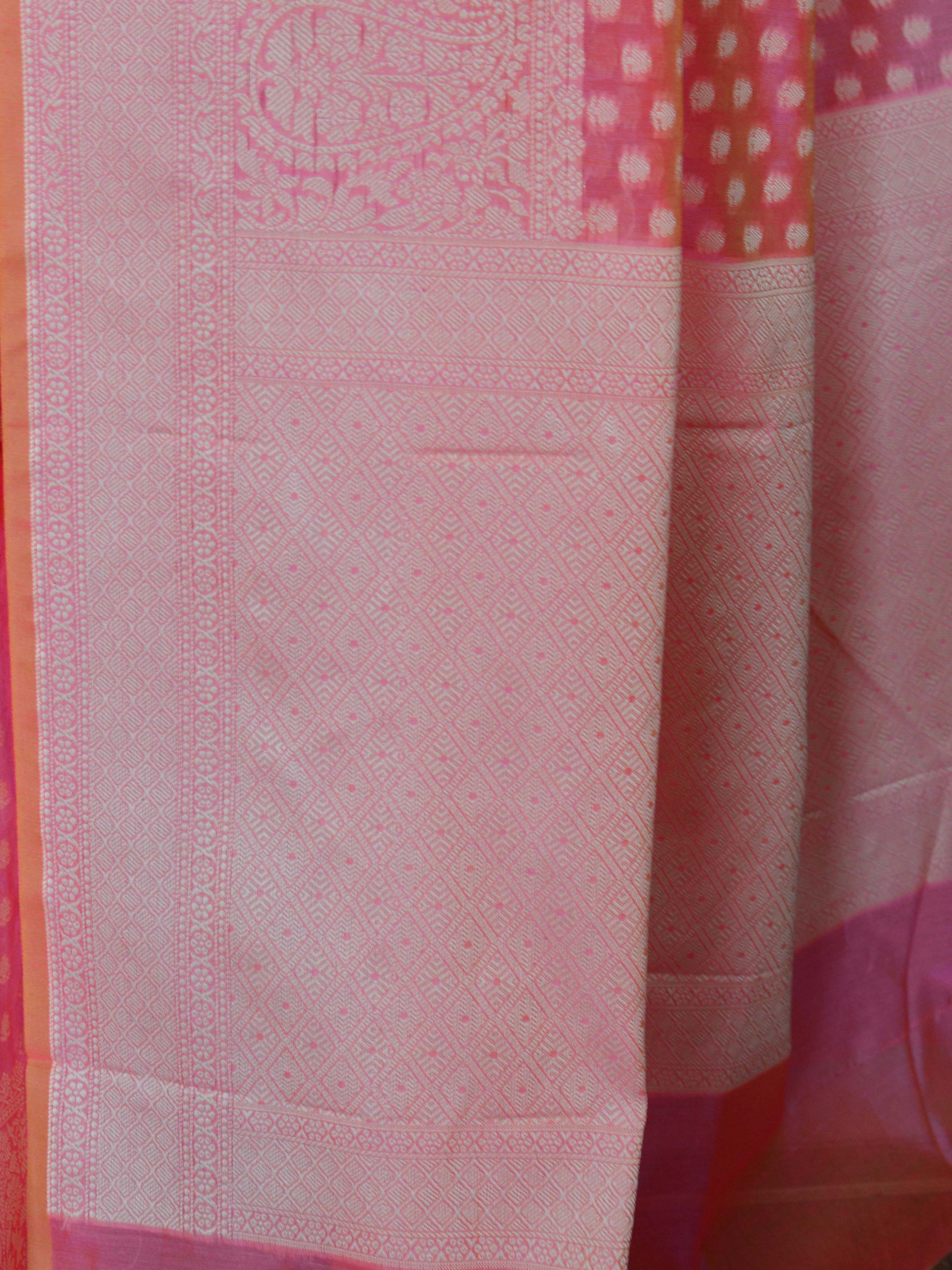 Banarasee Cotton Silk Saree With Resham Buti & Border-Pink