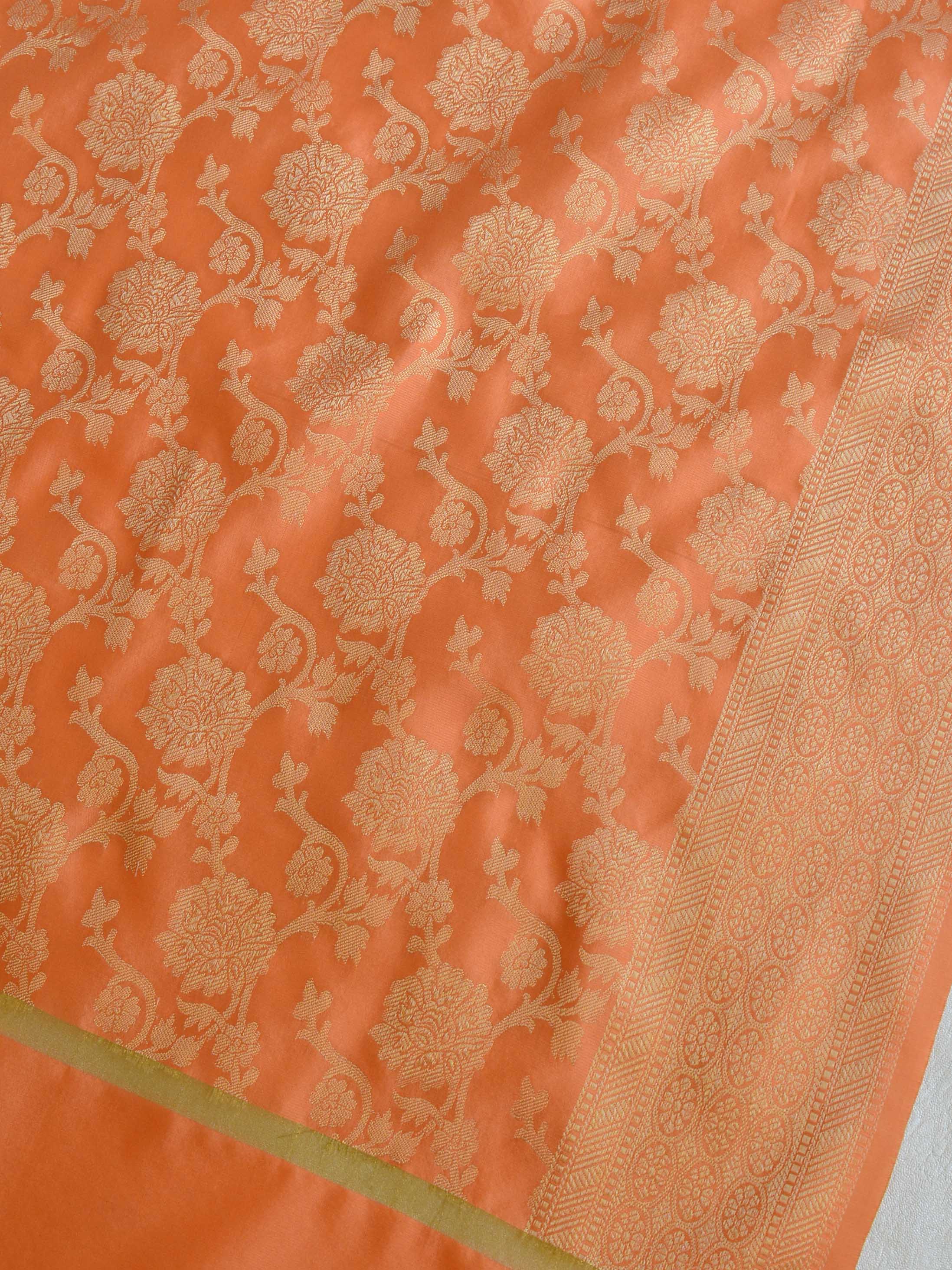 Banarasee Art Silk Buti Design Salwar Kameez Fabric With Contrast Dupatta-Maroon & Peach