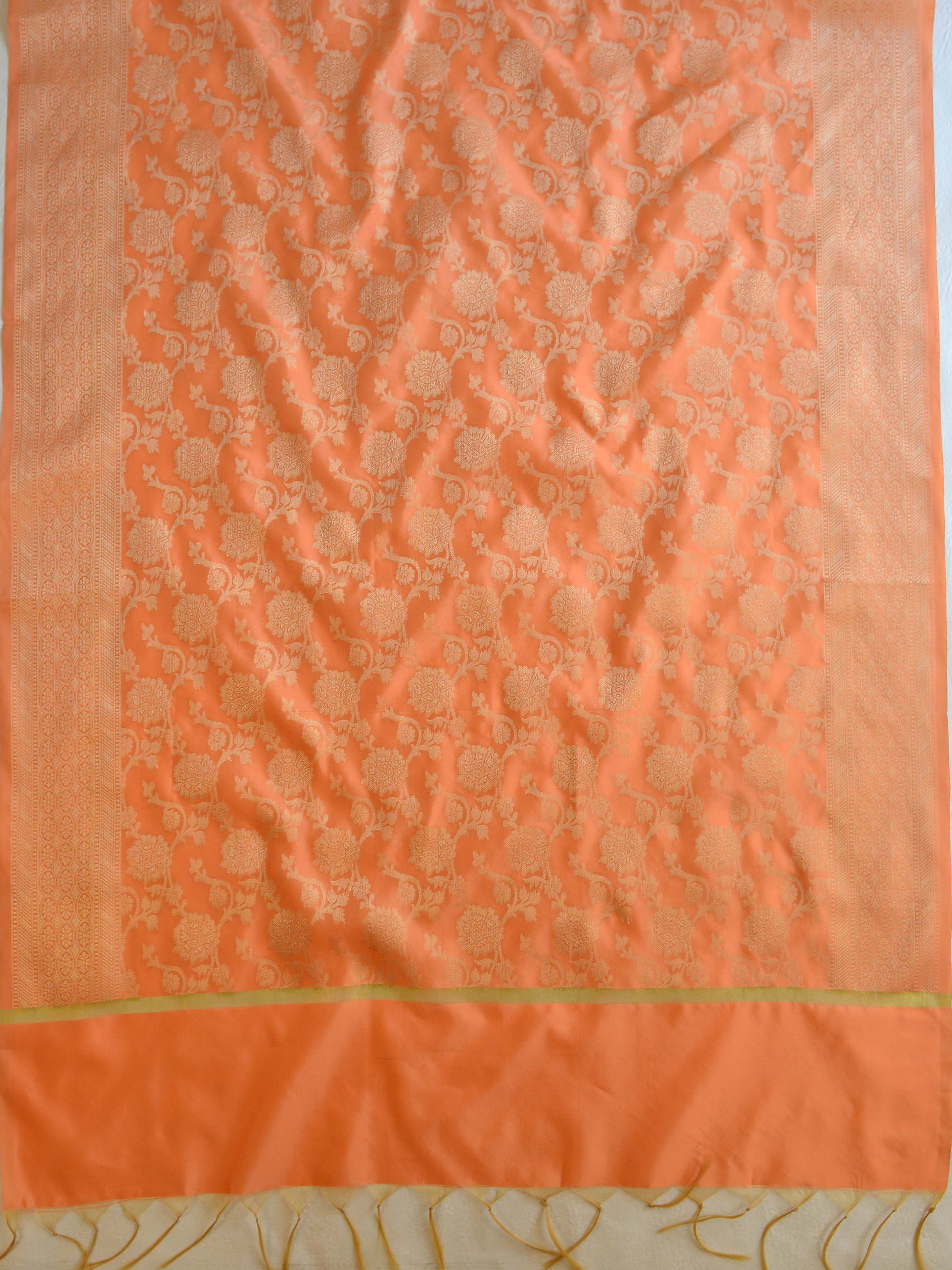 Banarasee Art Silk Buti Design Salwar Kameez Fabric With Contrast Dupatta-Maroon & Peach