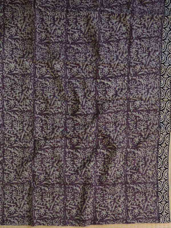 Handloom Linen Cotton Hand-Block Print Suit Set-Brown