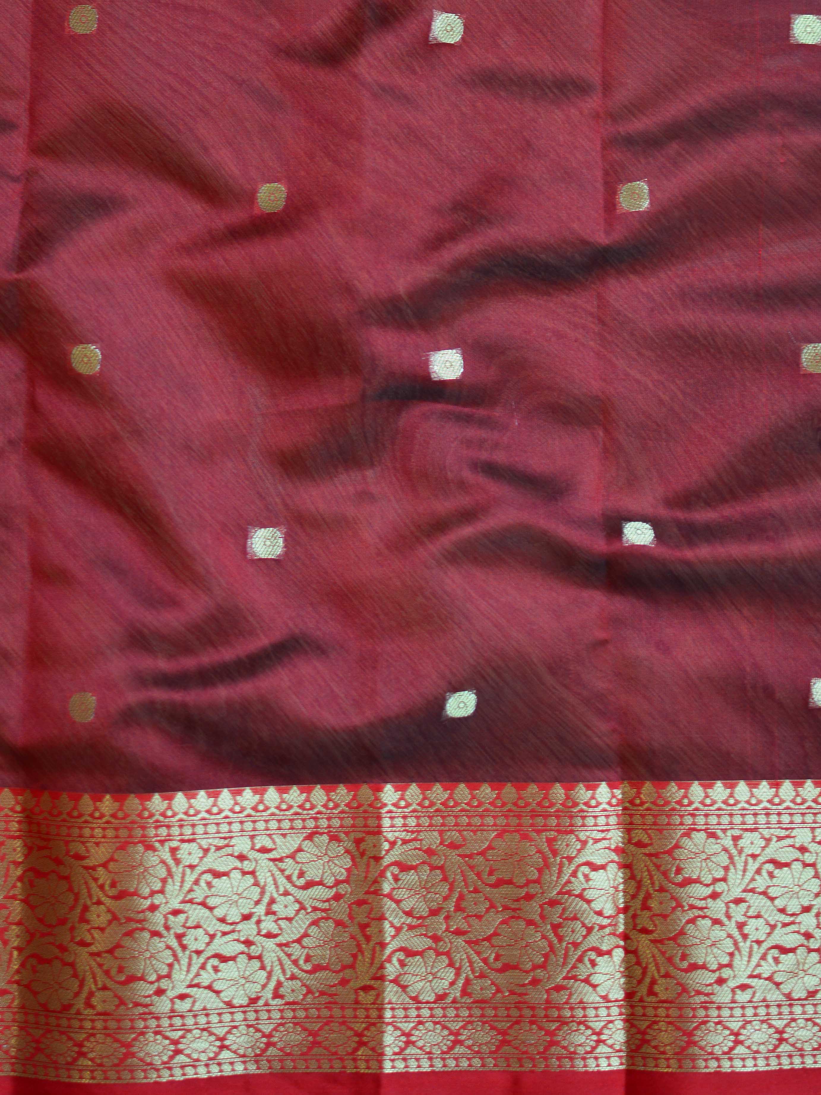 Banarasee Organza Mix Saree With Small Zari Buti & Skirt Border-Magenta