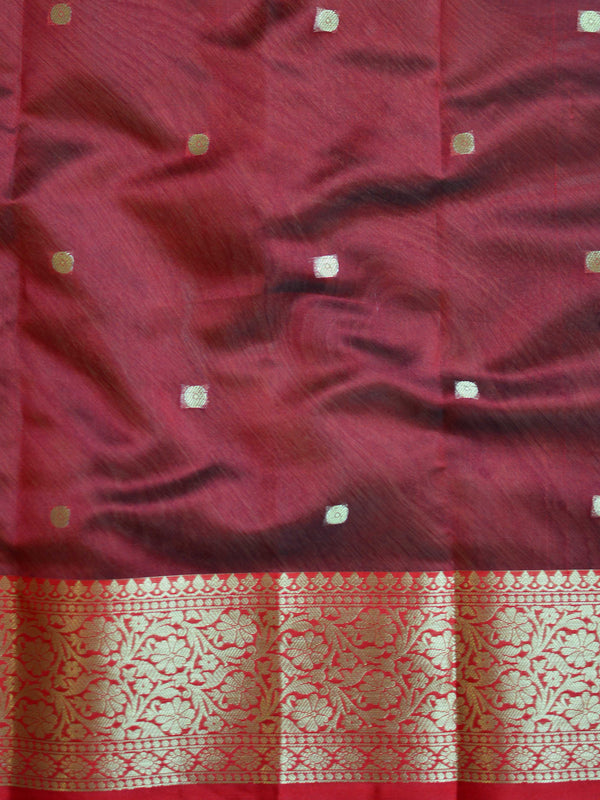 Banarasee Organza Mix Saree With Small Zari Buti & Skirt Border-Magenta