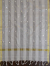 Banarasee Semi-Silk Salwar Kameez Fabric With Mirror Work Dupatta-White & Black