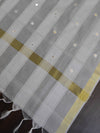 Banarasee Semi-Silk Salwar Kameez Fabric With Mirror Work Dupatta-White & Black