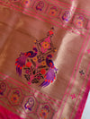 Banarasee Art Silk Saree with Zari Paithani-Pink