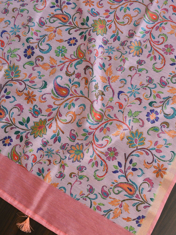 Banarasee Chanderi Cotton Resham Buti Salwar Kameez Fabric With Digital Print Dupatta-Pink
