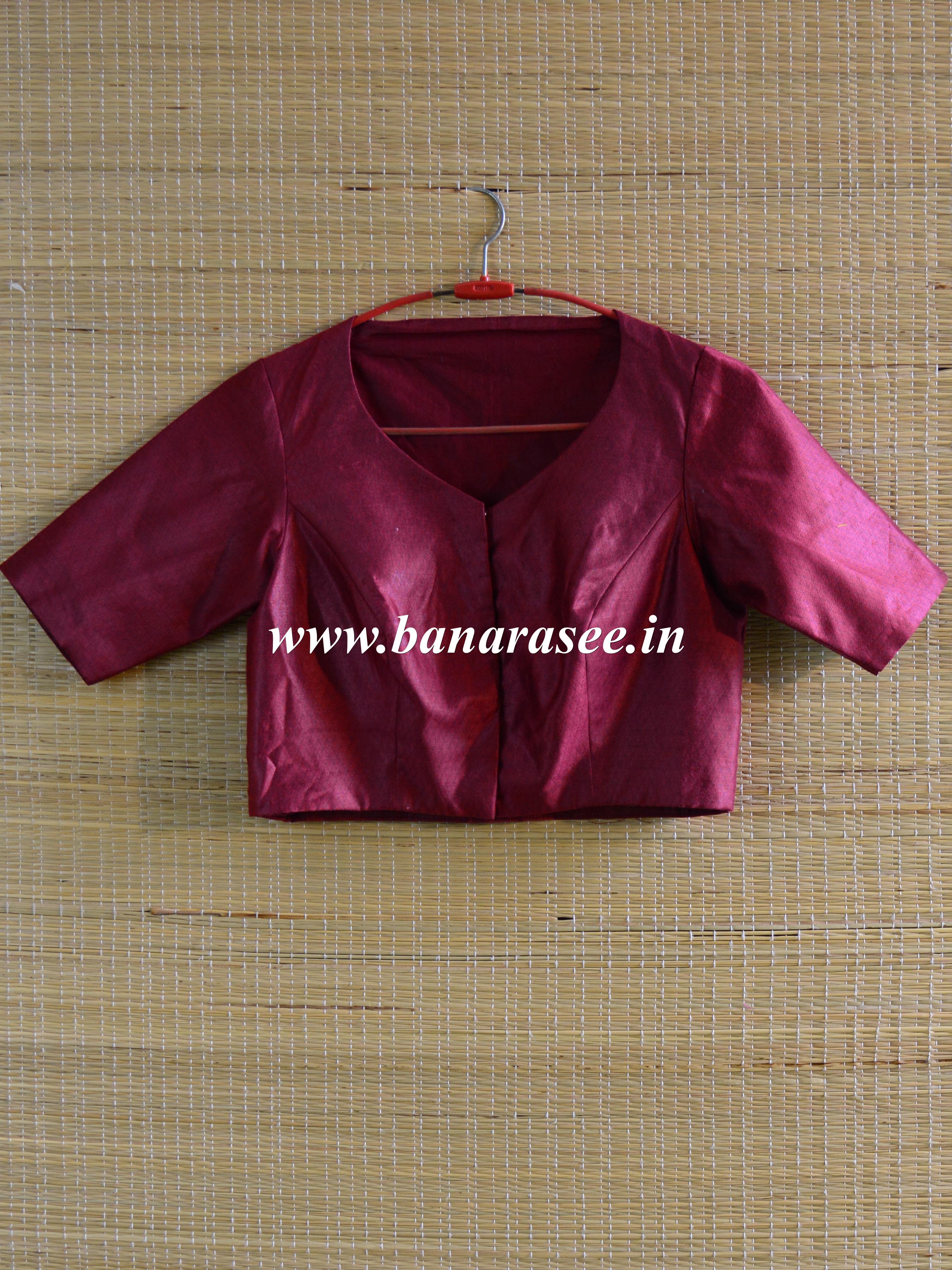 Banarasee Pure Silk Cotton Fabric Blouse-Maroon