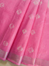 Bhagalpur Handloom Pure Linen Cotton Hand-Dyed Shibori Pattern Saree-Grey & Pink