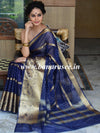 Banarasee Organza Mix Saree With Stripes Design & Broad Border-Blue
