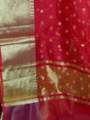 Banarasee Chanderi Cotton Zari Polka Dots With Skirt Border-Red