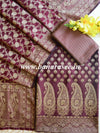 Banarasee Salwar Kameez Cotton Silk Resham Buti Woven Fabric-Wine