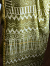 Handloom Chanderi Bagru Block Printed Saree-Olive Green