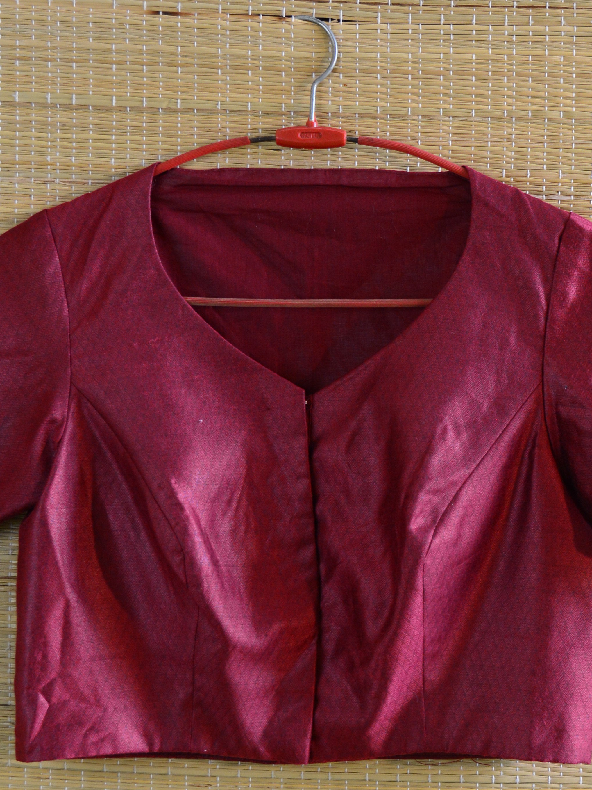 Banarasee Pure Silk Cotton Fabric Blouse-Maroon