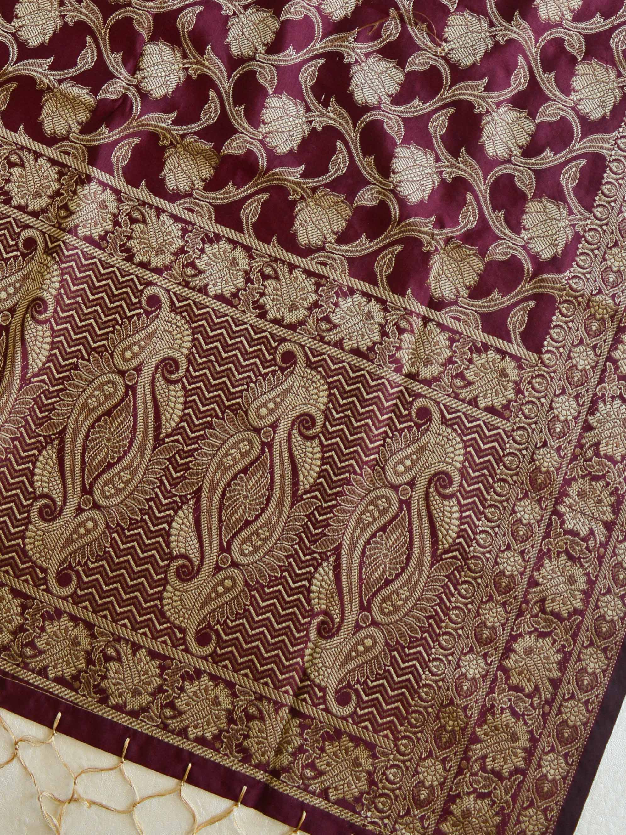 Banarasee Salwar Kameez Cotton Silk Resham Buti Woven Fabric-Wine