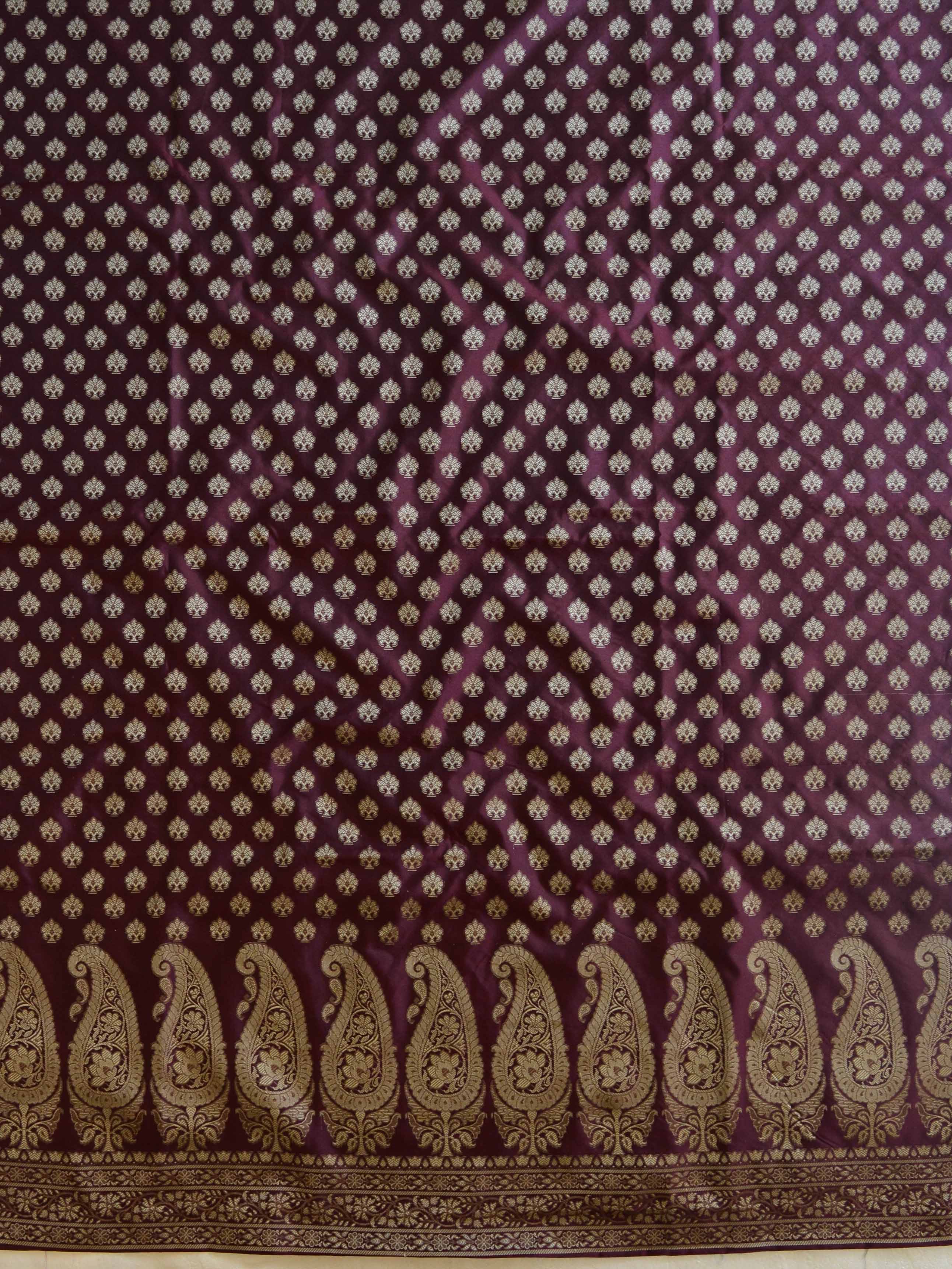 Banarasee Salwar Kameez Cotton Silk Resham Buti Woven Fabric-Wine