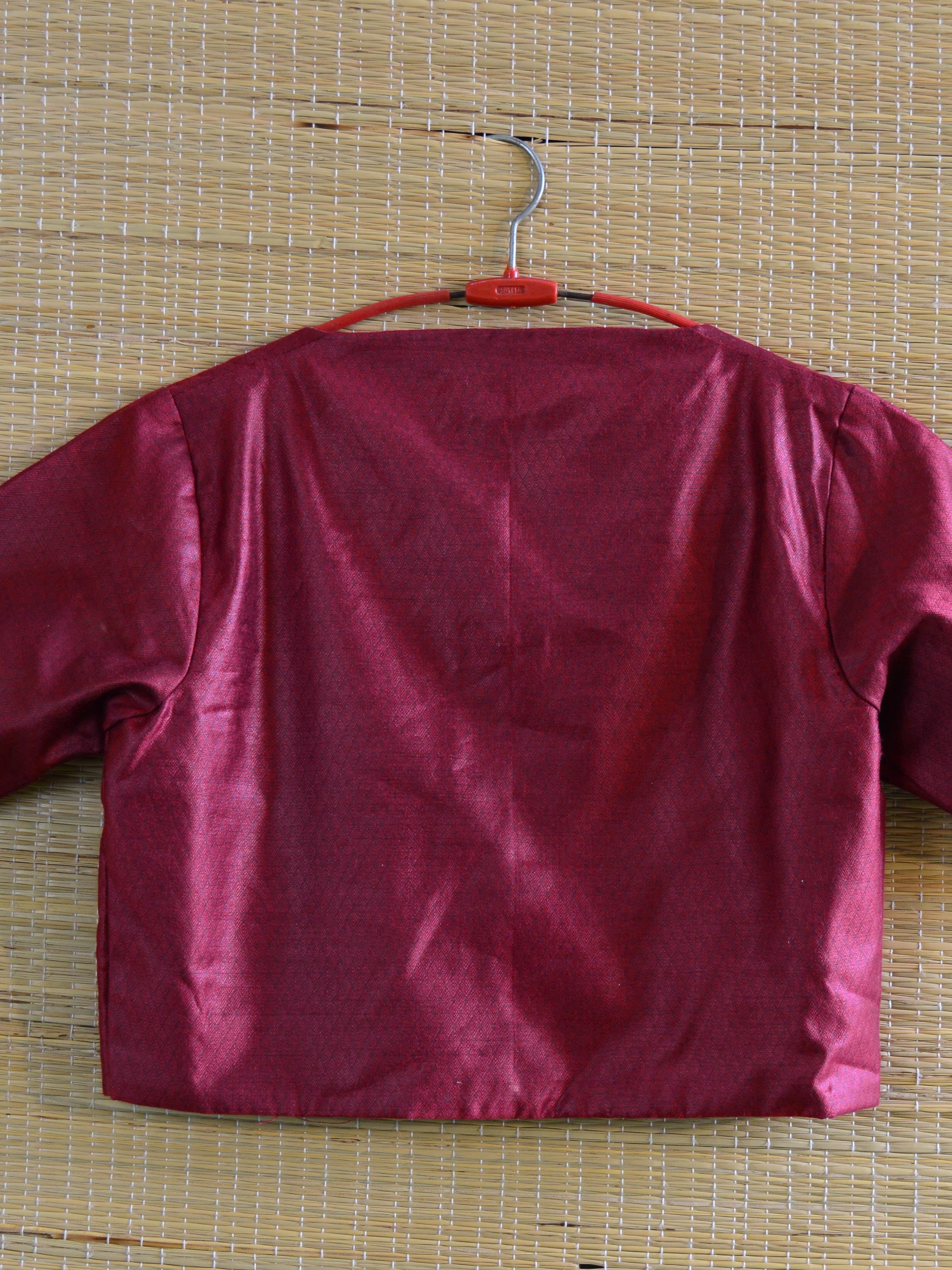 Banarasee Pure Silk Cotton Fabric Blouse-Maroon