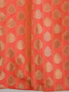 Banarasee Handwoven Organza Silk Embroidered Saree With Contrast Silk Cotton Blouse-Grey & Peach