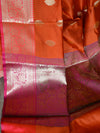 Banarasee Art Silk Saree With Buta Design & Contrast Border-Orange