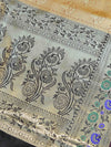 Banarasee Art Silk Saree With Meena Floral Border & Self Weaving Work-Gold