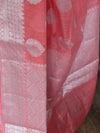 Banarasee Cotton Silk Saree With  Silver Zari Buta & Border-Peach
