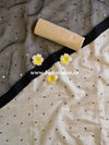 Banarasee Brocade Salwar Kameez Fabric With Mirror Work-White & Black