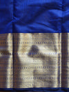 Banarasee Cotton Silk Plain Body Saree With Zari Skirt Border-Blue