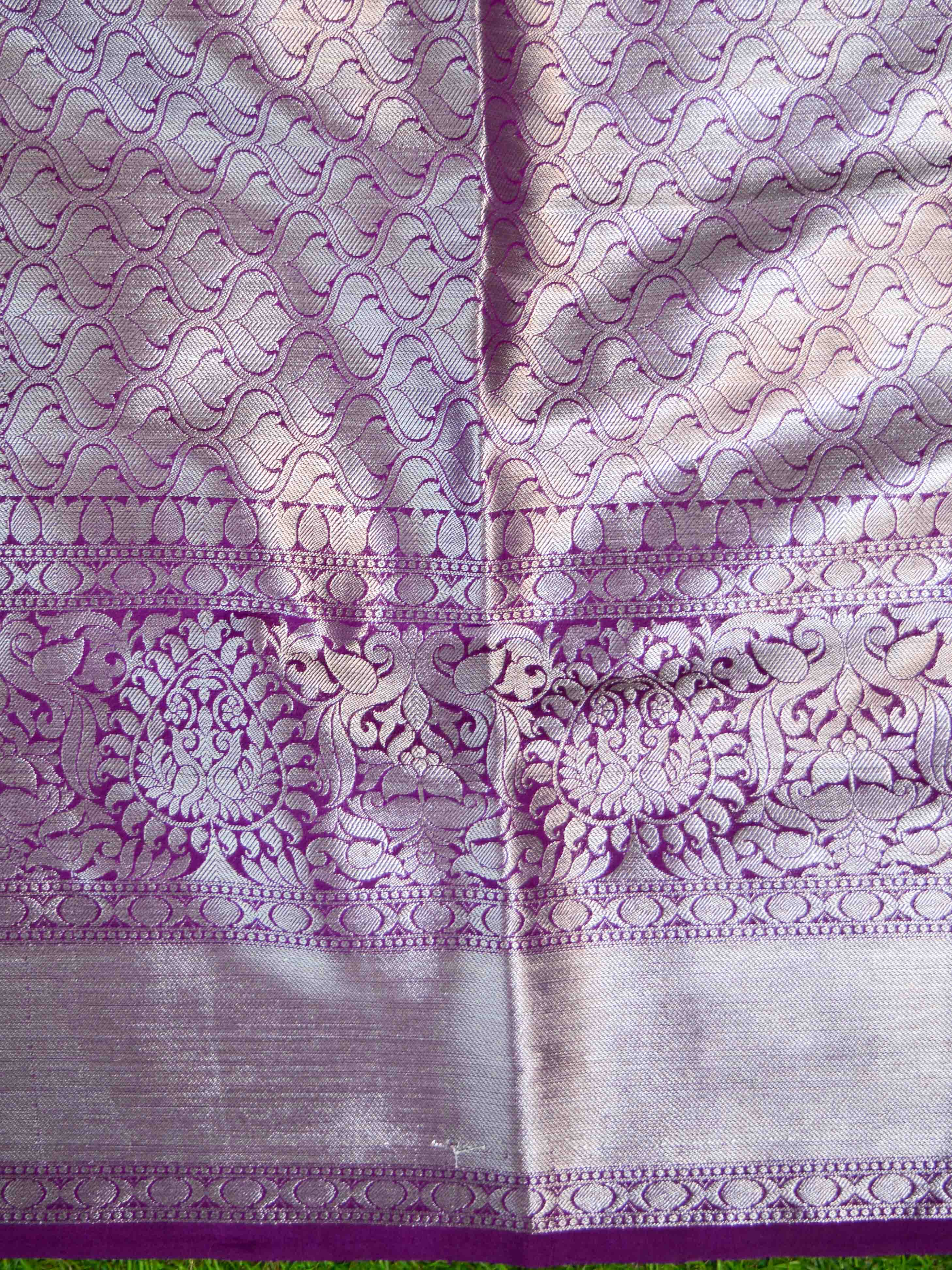 Banarasee Organza Mix Saree With Silver Zari-Violet