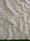 Banarasee Brocade Salwar Kameez Fabric With Mirror Work-White & Black