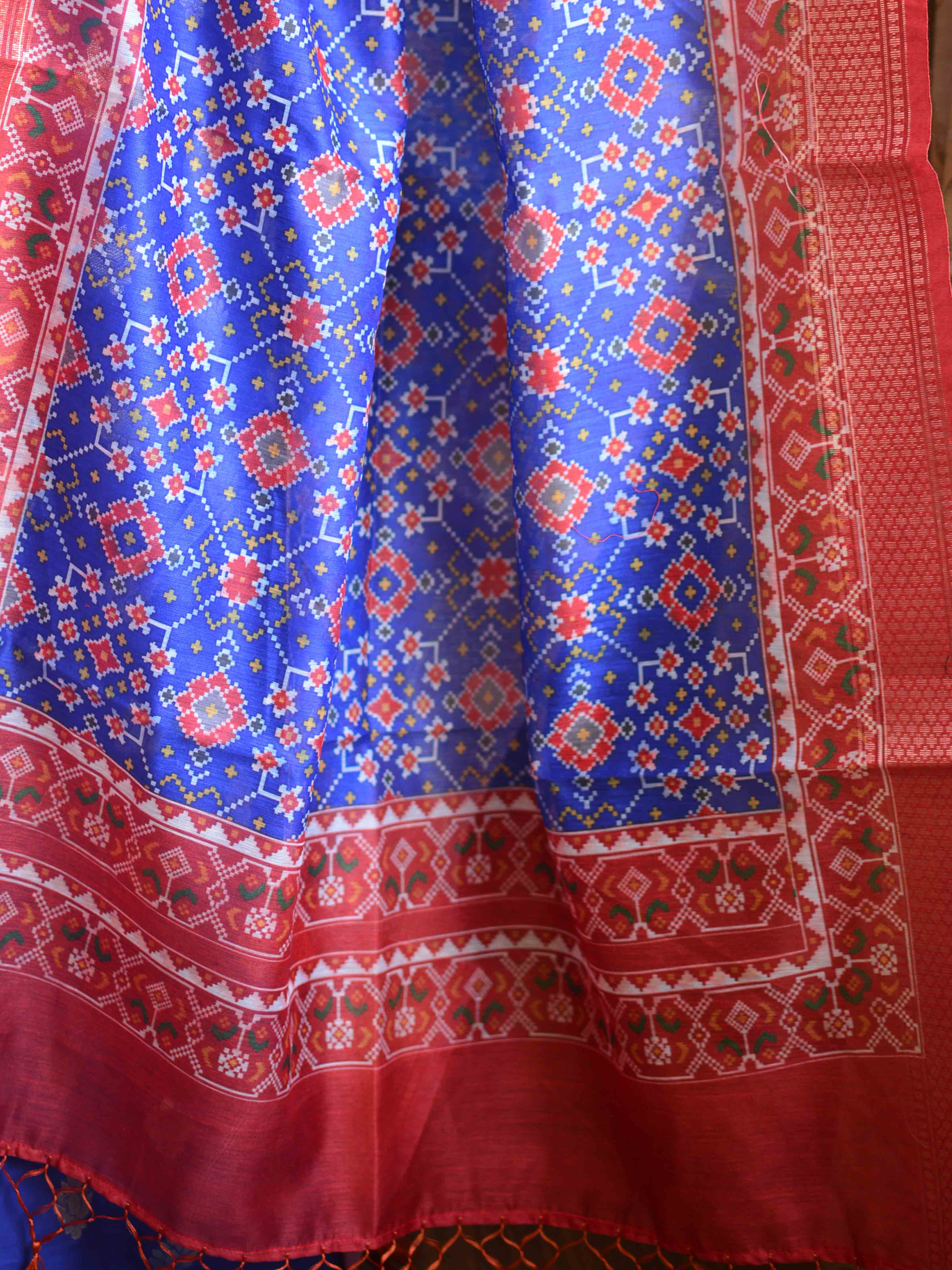 Banarasee Chanderi Cotton Zari Buta Salwar Kameez Fabric With Digital Print Dupatta-Blue