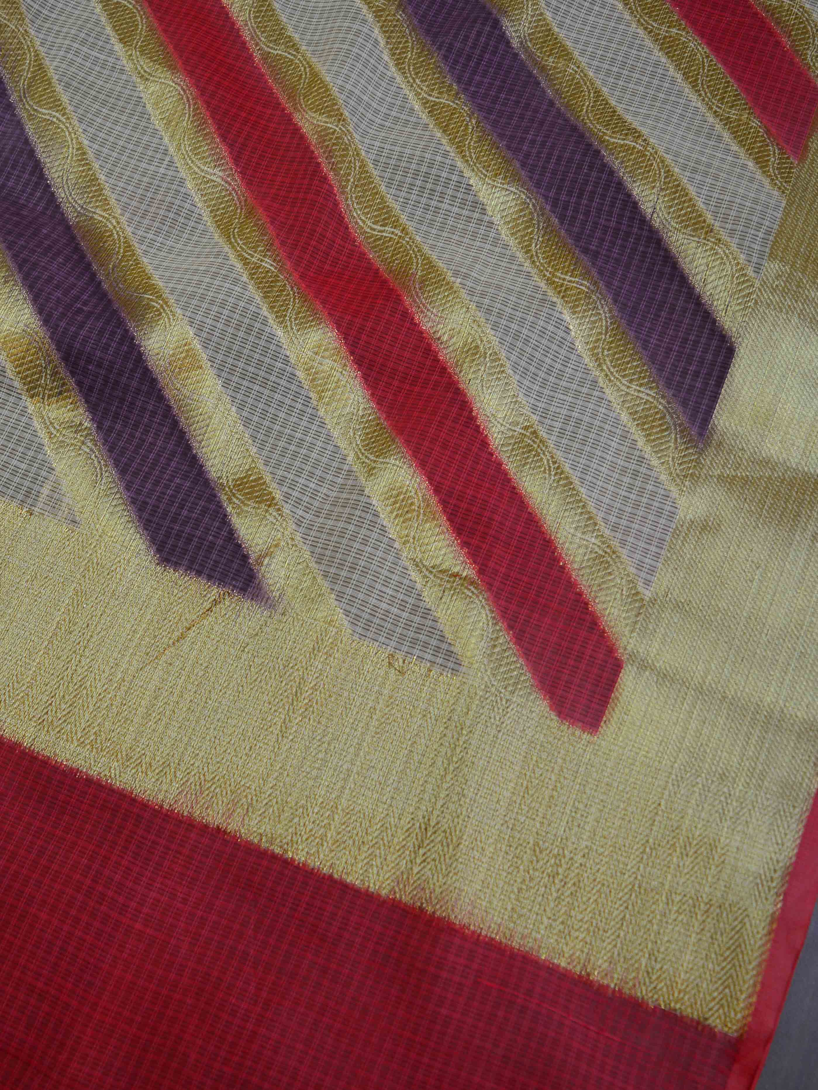 Banarasee Salwar Kameez Kota Checks Hand-Painted Fabric With Dupatta-Beige