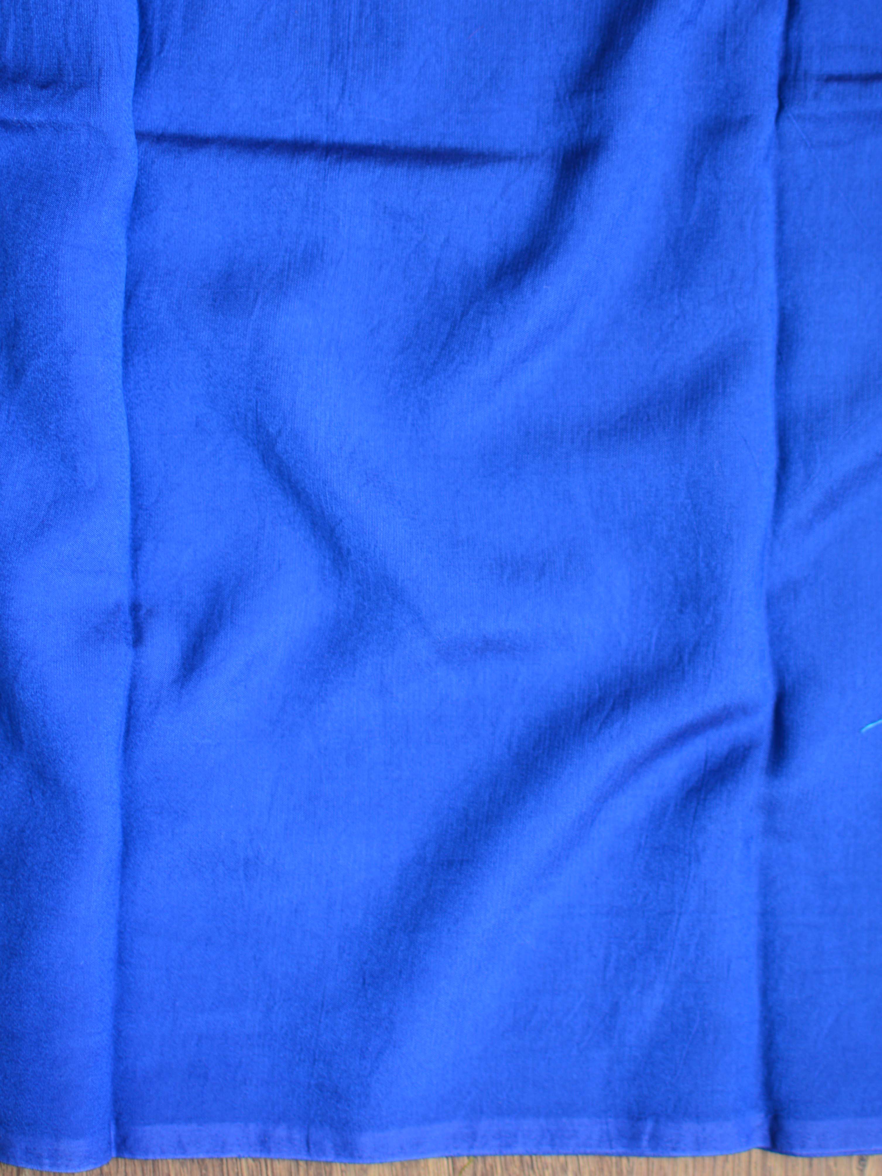 Banarasee Chanderi Cotton Zari Buta Salwar Kameez Fabric With Digital Print Dupatta-Blue