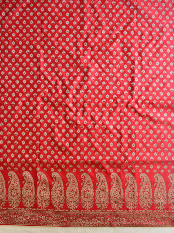 Banarasee Salwar Kameez Cotton Silk Resham Buti Woven Fabric-Red