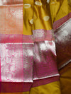 Banarasee Art Silk Saree With Buta Design & Contrast Border-Mustard Yellow