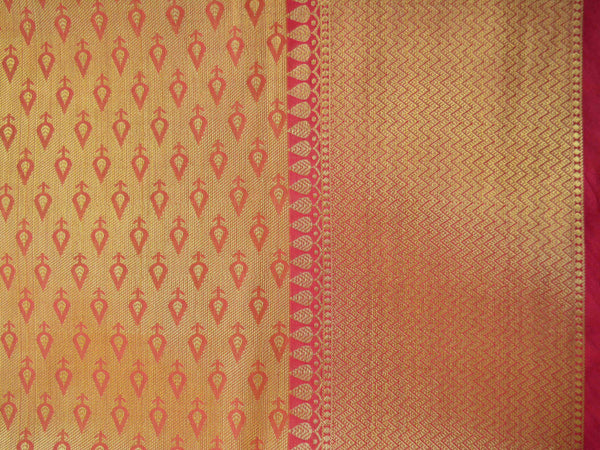 Banarasee Art Silk Saree with Zari Buti-Coral