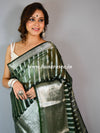 Banarasee Organza Mix Saree With Silver Zari-Green