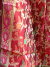 Banarasee Chanderi Cotton Salwar Kameez Fabric With Dupatta Zari Buta Design-Red