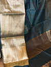 Banarasee Cotton Silk Plain Body Saree With Zari Skirt Border-Green