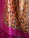 Banarasee Chanderi Cotton Zari Buta Salwar Kameez Fabric With Digital Print Dupatta-Pink