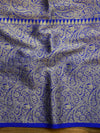 Banarasee Handwoven Semi Silk Saree Broad Zari Border-White & Blue