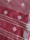 Bhagalpur Handloom Pure Linen Cotton Hand-Dyed Shibori Pattern Saree- White