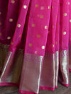 Banarasee Chanderi Cotton Zari Polka Dots With Skirt Border-Pink