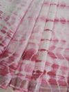 Bhagalpur Handloom Pure Linen Cotton Hand-Dyed Shibori Pattern Saree- White
