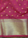 Banarasee Chanderi Cotton Zari Polka Dots With Skirt Border-Pink